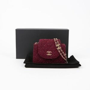 Cc Logo Tweed Flap Mini Chain Shoulder Bag